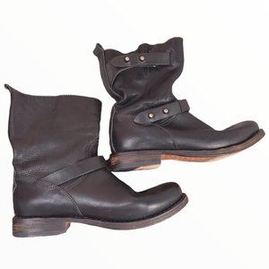 Rag & Bone Boots Black Moto Biker Ankle Bootie Leather Double Buckle US 7.5